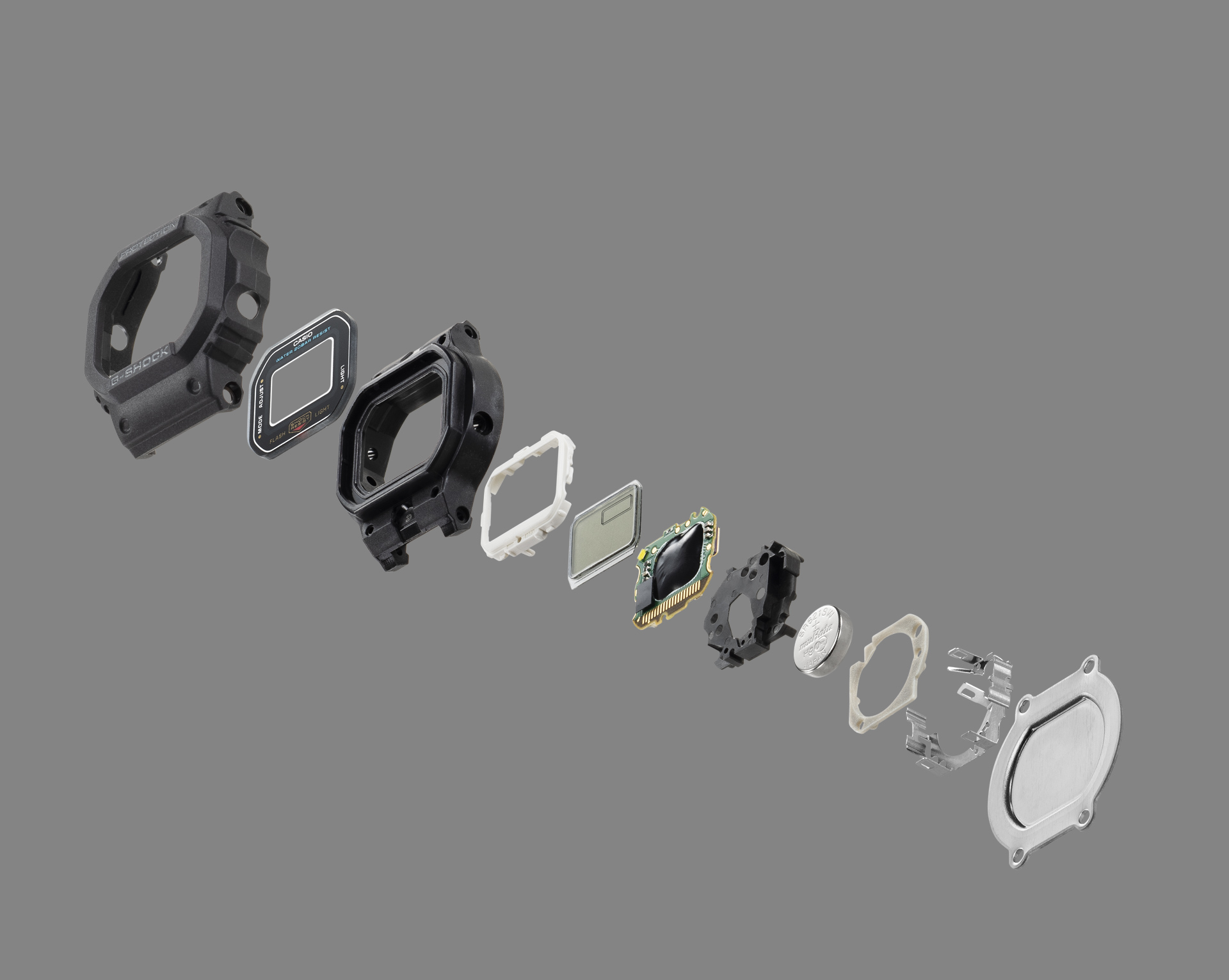 A photo of G-SHOCK NANO's shock-resistant structure