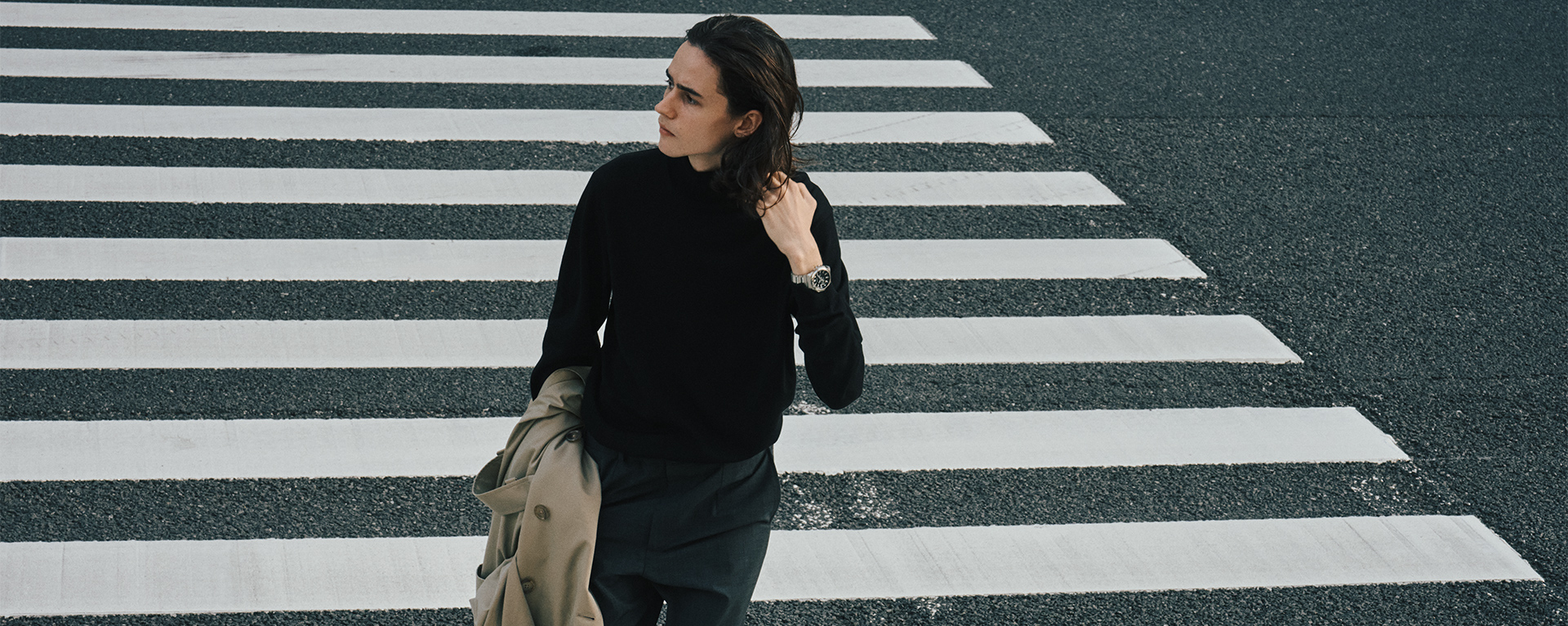 Photo of a man walking while wearing the GST-B1000D-1A.